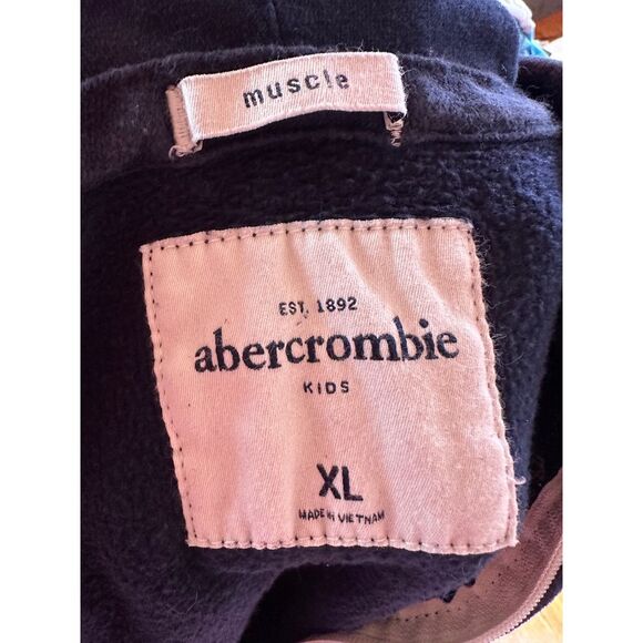 Abercrombie & Fitch Navy Blue Full Zip Hoodie Sweatshirt Classic Logo Casual - Picture 6 of 6